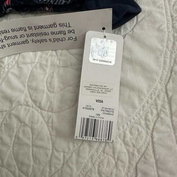 NWT NFL Team Apparel New England Patriots Footed Sleeper Pajamas 12 Months - Picture 6 of 10
